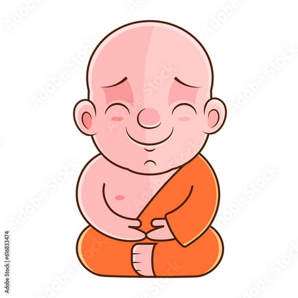 Fototapeta Buddhist monks cartoon character hand draw art