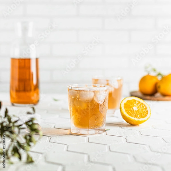 Fototapeta Cold tea with lemon