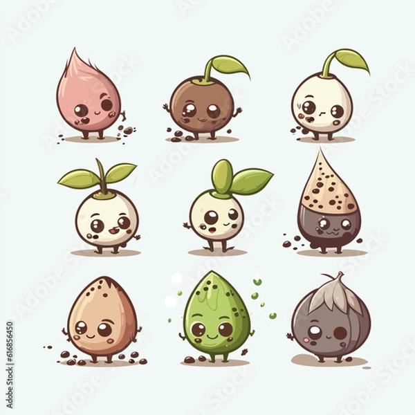 Obraz vector cute seed cartoon style