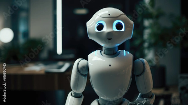 Obraz Cute Friendly AI Robot Assistant in the Home Futuristic Generative AI 