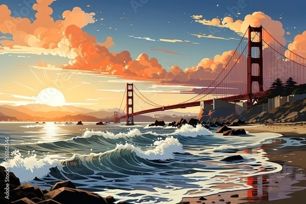 Obraz San Francisco cityscape pop art