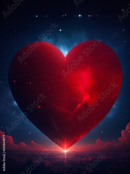 Fototapeta heart in the night sky, Generative Ai