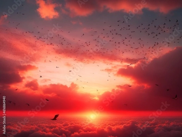 Obraz sunset in the clouds, Generative Ai