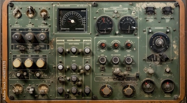 Obraz Vintage Equipment Control Panel. Generative AI