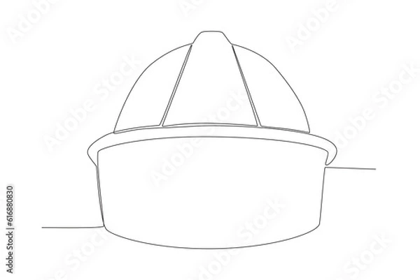 Fototapeta Vector simple line of helm one line concept of fire department equipment drawing and continuous line.
