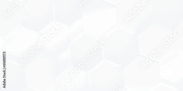 Obraz Hexagon Blocks Structure White Vector Abstract Background. Three-Dimensional Science Technologic Hexagonal Pattern Light Conceptual Minimalist. Hexagon white Background.