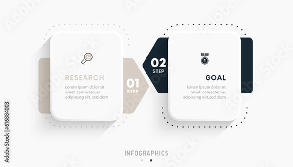 Obraz Vector Infographic label design template with icons and 2 options or steps. Can be used for process diagram, presentations, workflow layout, banner, flow chart, info graph.