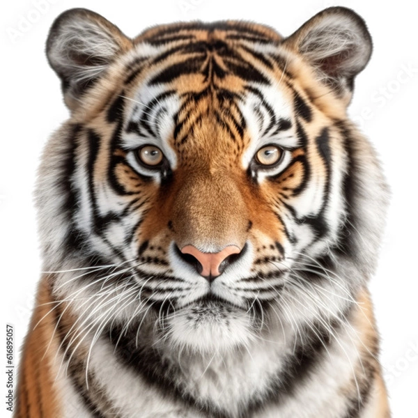 Fototapeta tiger, face shot, portrait, isolated on transparent background cutout, generative ai.