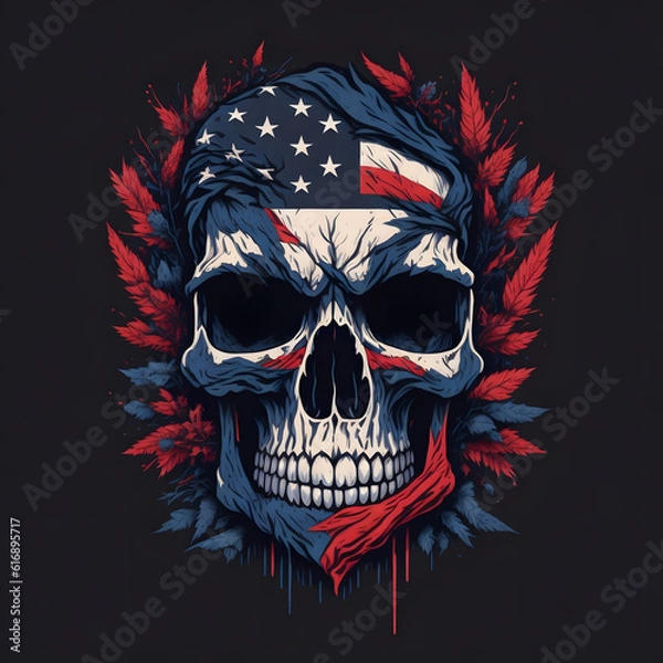 Obraz skull and American flag