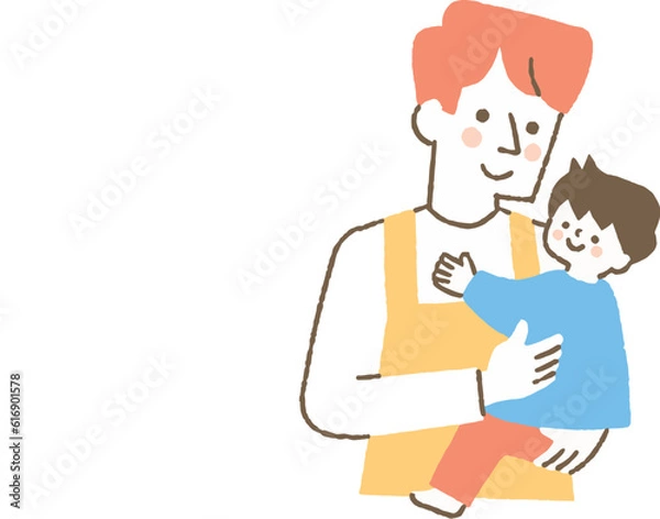 Fototapeta 幼稚園の先生に抱っこされる子ども_色