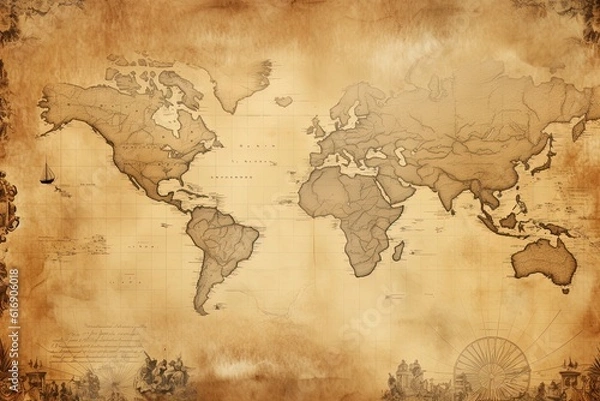Fototapeta Vintage Map on Aged Paper Background