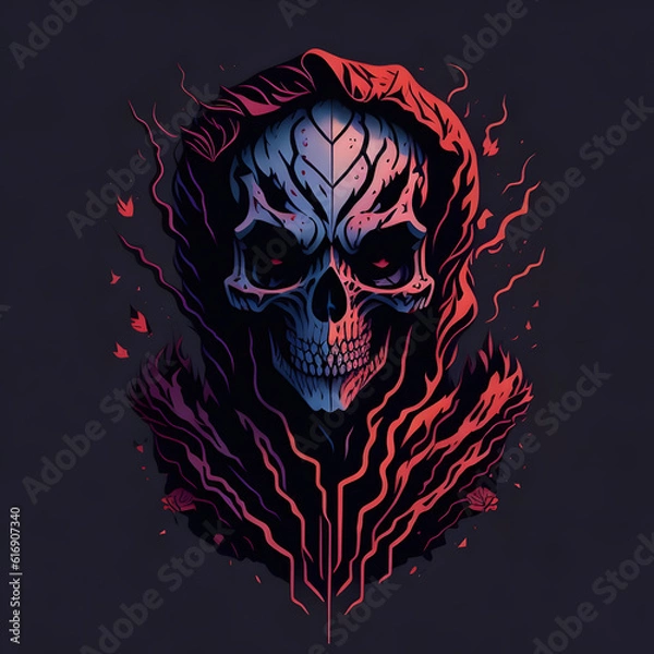 Fototapeta red mad skull