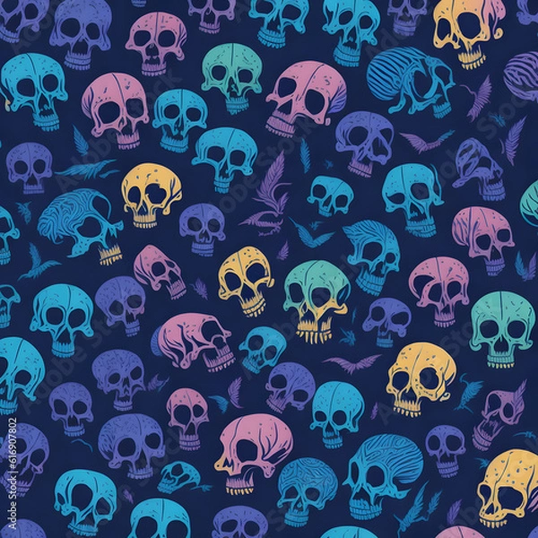 Fototapeta seamless pattern with skulls