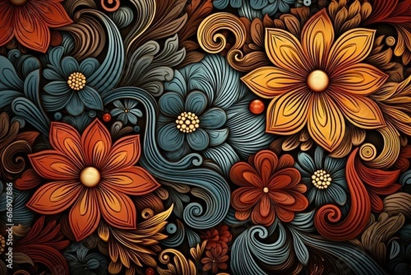 Fototapeta Warm Earthy Boho Pattern Background