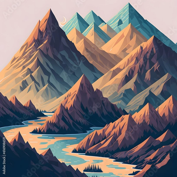 Fototapeta landscape with mountains