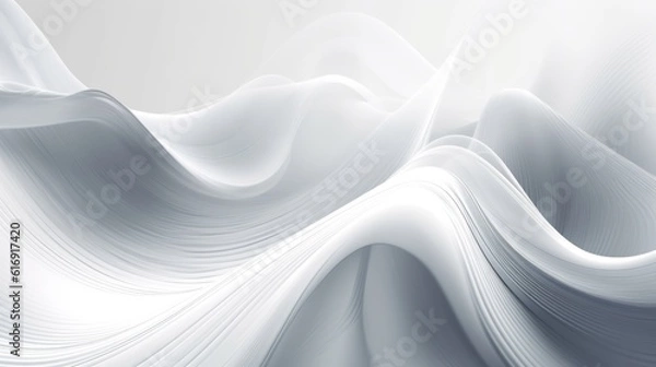 Obraz White background paper, 3d render, abstract wallpaper with fold and waves, AI Genrated