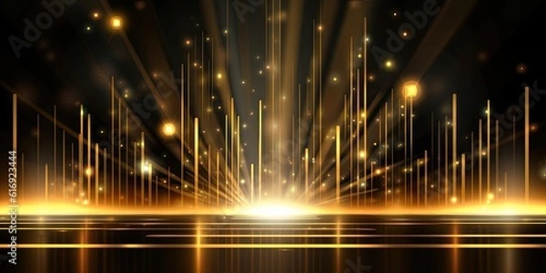 Obraz Luxury background with golden line decoration and light made with Generative AI