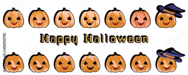 Fototapeta ジャックオランタンのハロウィン向けのイラスト素材セット