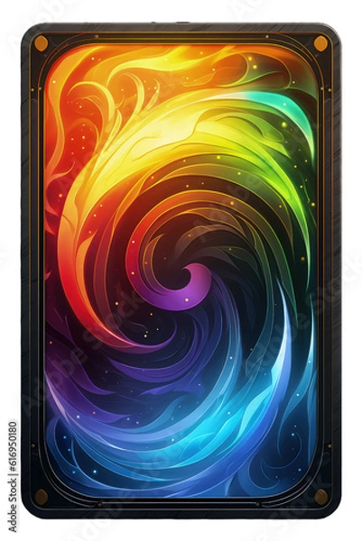 Fototapeta Gay pride rainbow card deck design. Colorful fantasy card back design. Transparent background. 2d mobile game asset made with Generative AI	