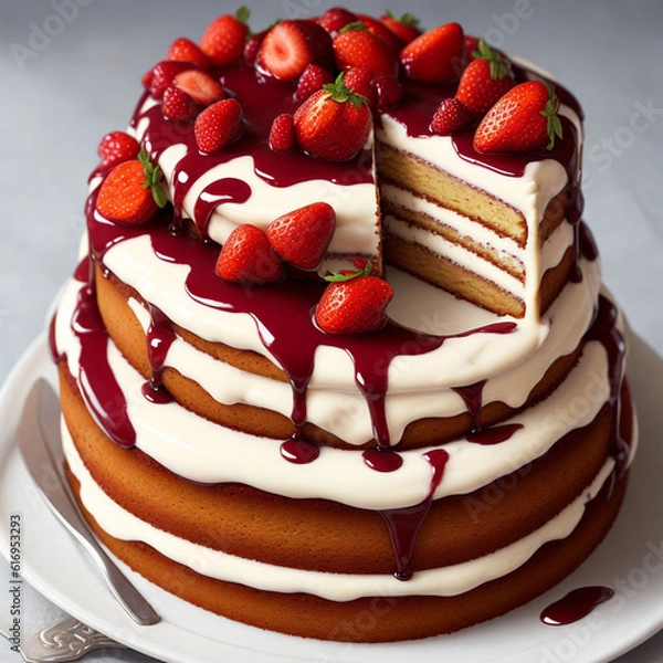 Obraz cake with strawberries generative ai