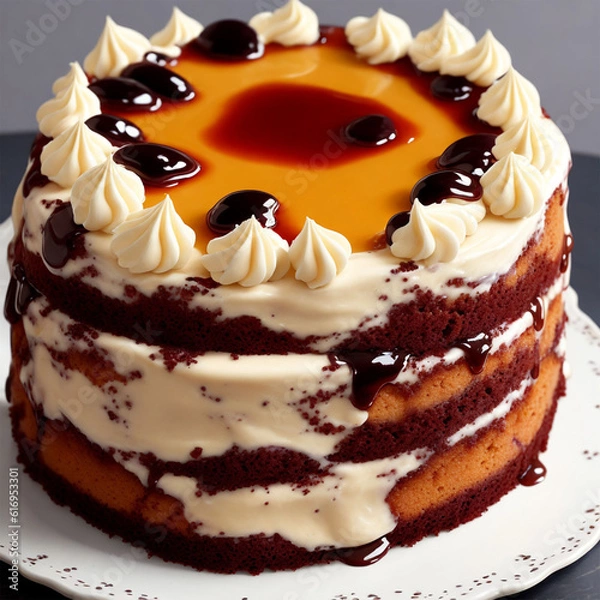Obraz chocolate cake with cream generative ai