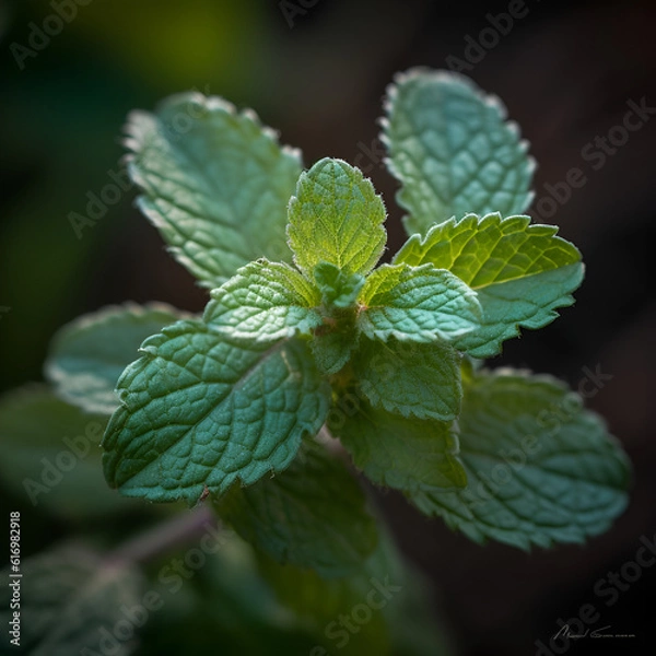 Obraz Mint grows in the garden. background