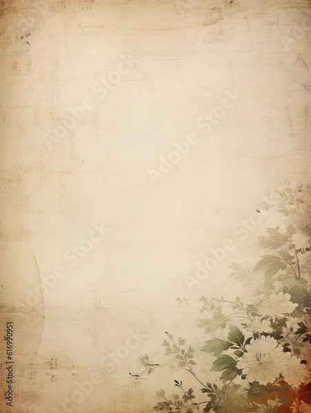 Obraz Japanese paper beige texture vintage background. Generative AI.