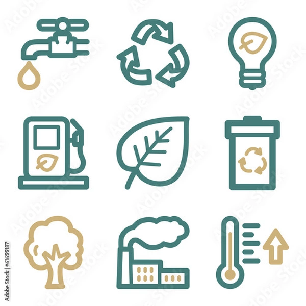 Obraz Ecology web icons, two color series