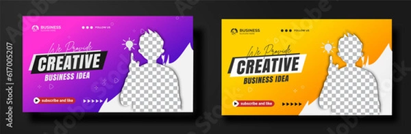 Fototapeta Corporate YouTube thumbnail for live workshop promotion Social media web banner and Editable Modern Video Thumbnail cover	