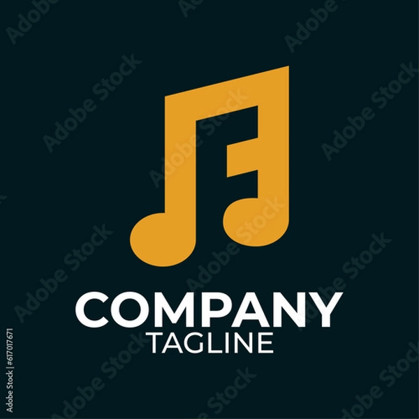Fototapeta Letter F is the initial Music-based alphabet icon vector logo. Music Note Vector Logo Template.