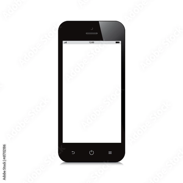 Obraz smartphone with white blank screen on white background