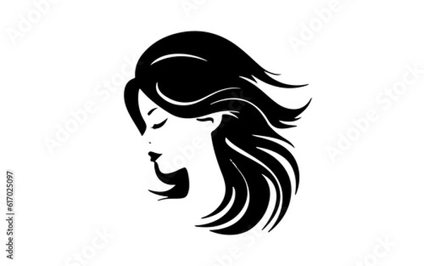 Fototapeta Head of beautiful woman shape isolated illustration with black and white style for template.