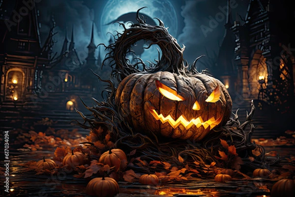 Obraz  Ghost pumpkin, Generative AI