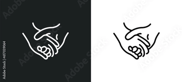 Fototapeta holding hands line icon in white and black colors. holding hands flat vector icon from holding hands collection for web, mobile apps and ui.