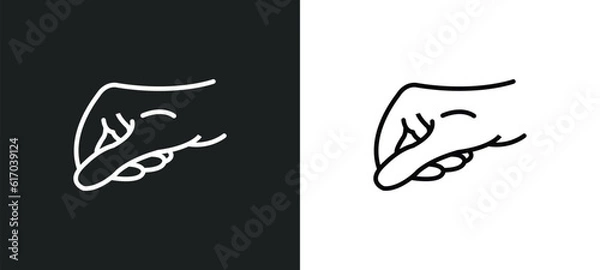 Fototapeta grab line icon in white and black colors. grab flat vector icon from grab collection for web, mobile apps and ui.