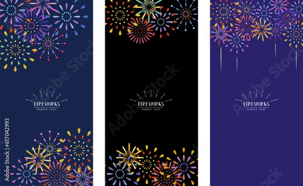 Fototapeta 打上花火の縦長背景イラスト素材 / vector eps