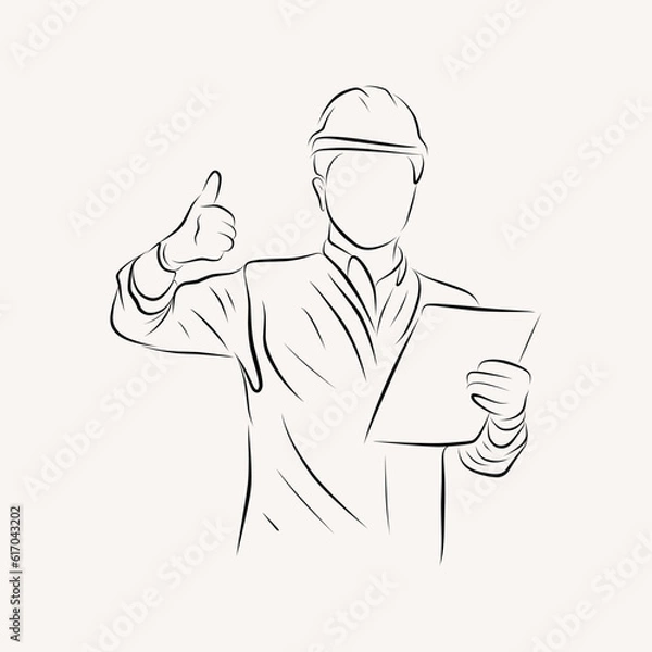 Obraz engineering outline character line art illustration