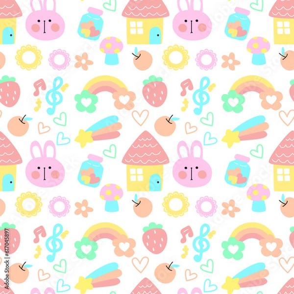 Fototapeta seamless pattern with easter bunny