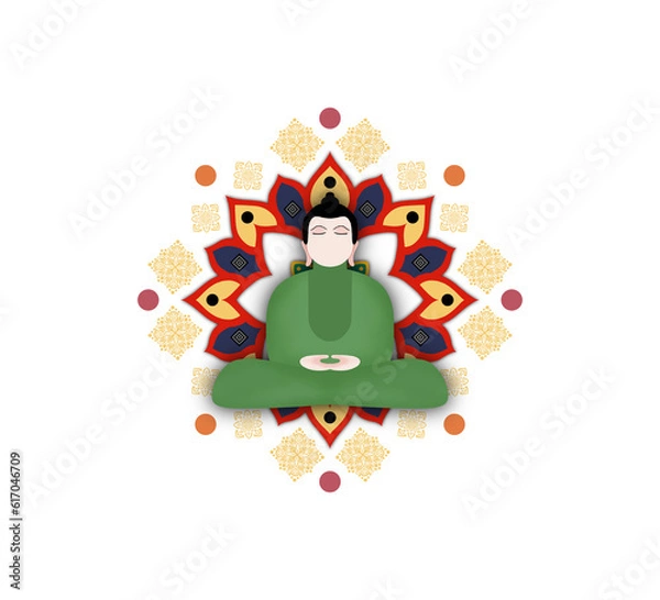 Fototapeta  monk meditating, Buddhist monk giving a feeling of connection with the universe, Buddhist meditation, Indian Tibetan monk lama, Monk chanting mantras, mandala art PNG