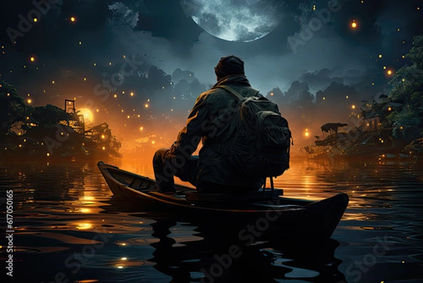 Obraz Set sail with a small boat, Generative AI