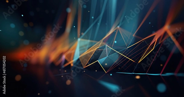 Fototapeta Modern digital abstract 3D background. Copy space. Can be used in the description of network abilities, technological processes, digital storages, science, education, etc.