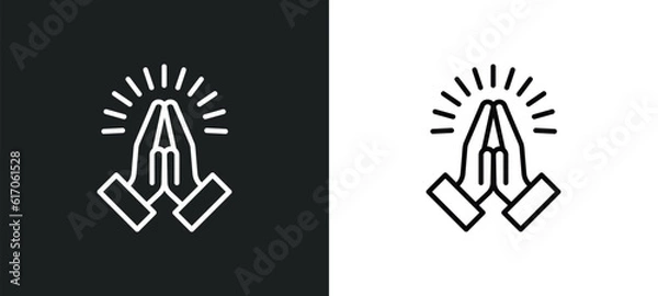 Fototapeta pray line icon in white and black colors. pray flat vector icon from pray collection for web, mobile apps and ui.