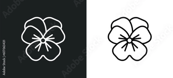 Fototapeta pansy line icon in white and black colors. pansy flat vector icon from pansy collection for web, mobile apps and ui.