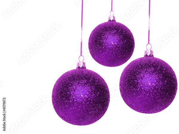 Obraz violet Christmas balls over white background