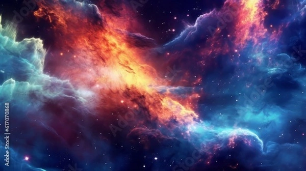 Fototapeta Nebula and galaxies in space. Abstract universe background