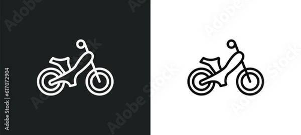 Fototapeta ride on toy line icon in white and black colors. ride on toy flat vector icon from ride on toy collection for web, mobile apps and ui.
