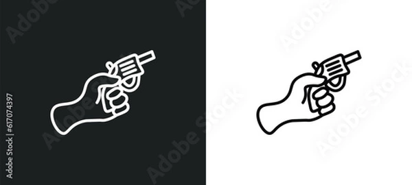 Fototapeta starting gun line icon in white and black colors. starting gun flat vector icon from starting gun collection for web, mobile apps and ui.