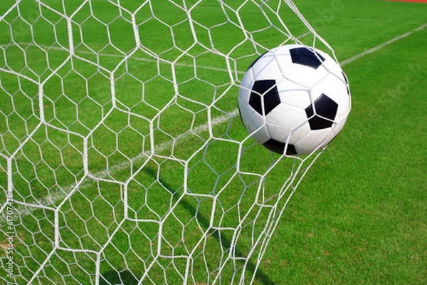 Fototapeta soccer ball in goal