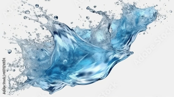 Obraz Blue liquid splashing and dispersing in water with bubbles