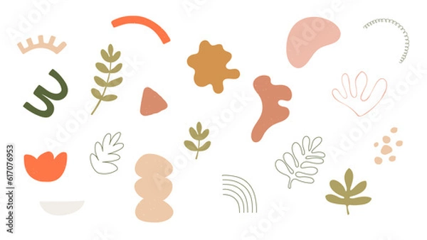 Fototapeta Simple hand drawn vector doodle shapes set. Elements for decoration and design.